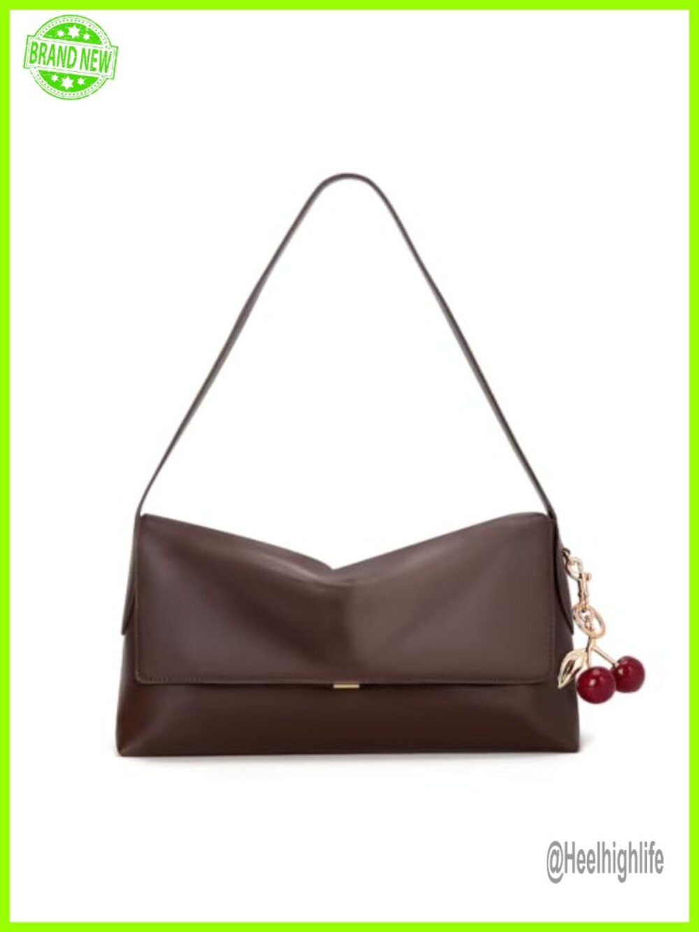 Large Hobo Shoulder Bag Faux Leather Cherry Charm Women's Handbag